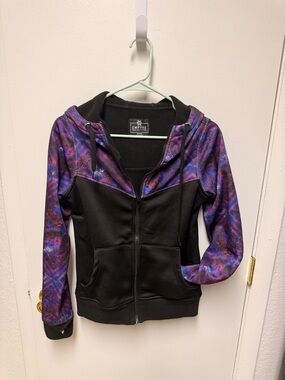 Empyre Black Hoodie Jacket with Purple Galaxy Sleeves
